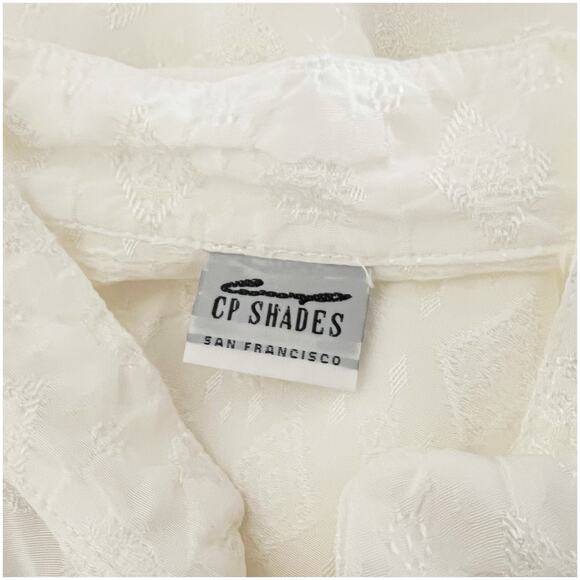 CP Shades Diamond Jacquard Print Rayon Button Down Size Large White Coastal - Picture 4 of 12